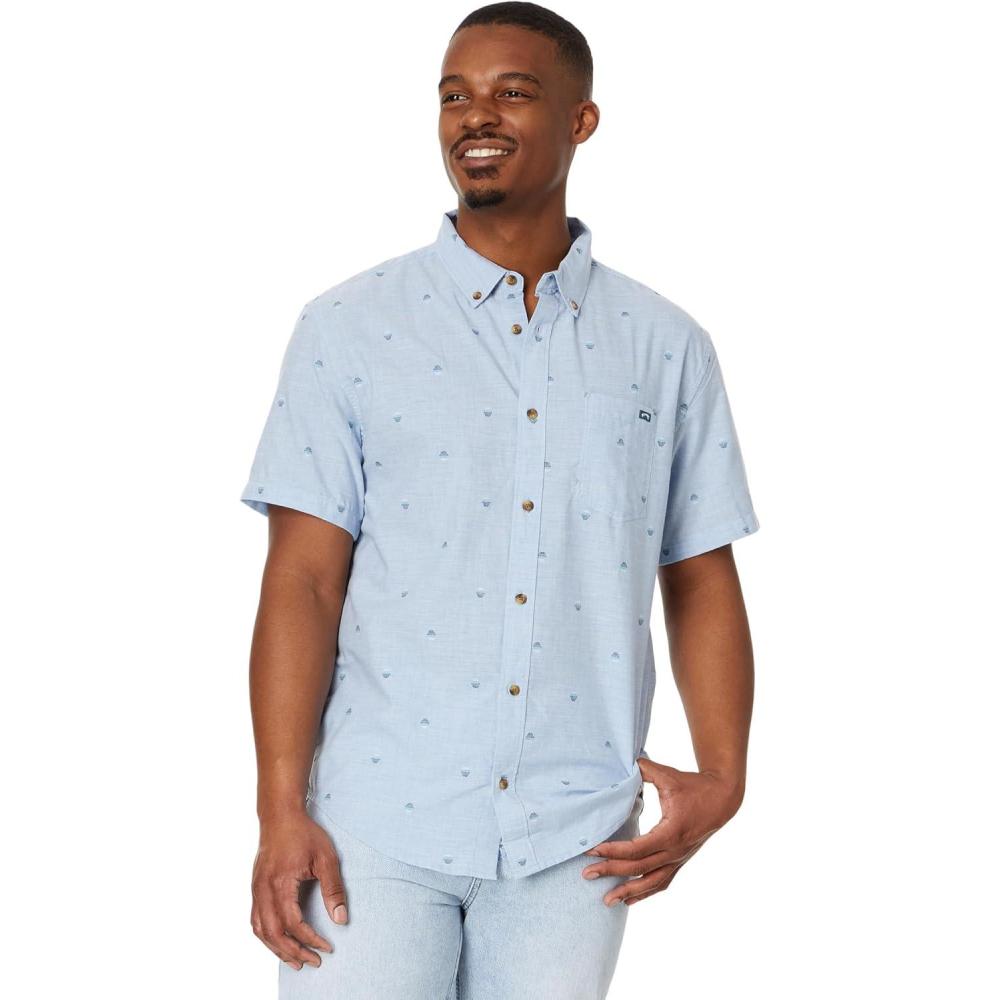 imageBillabong Mens All Day Jacquard Short Sleeve WovenWashed Blue