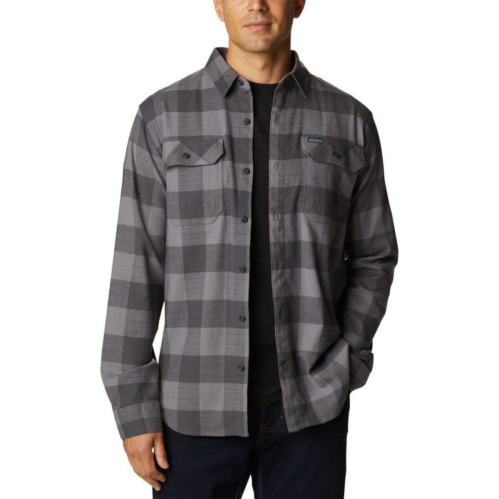 imageColumbia Mens Flare Gun Stretch FlannelCity Grey Twill Buffalo Checklegacy