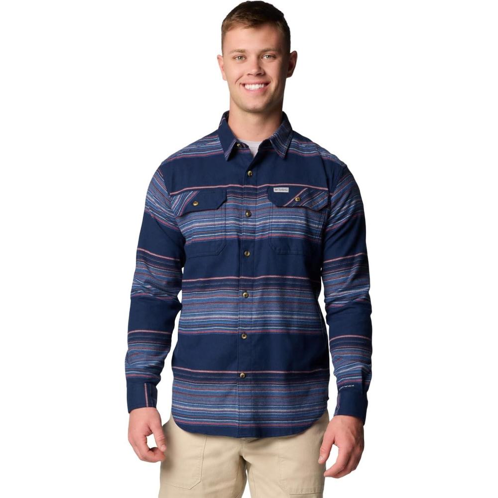 imageColumbia Mens Flare Gun Stretch FlannelCollegiate Navy Vista Stripe