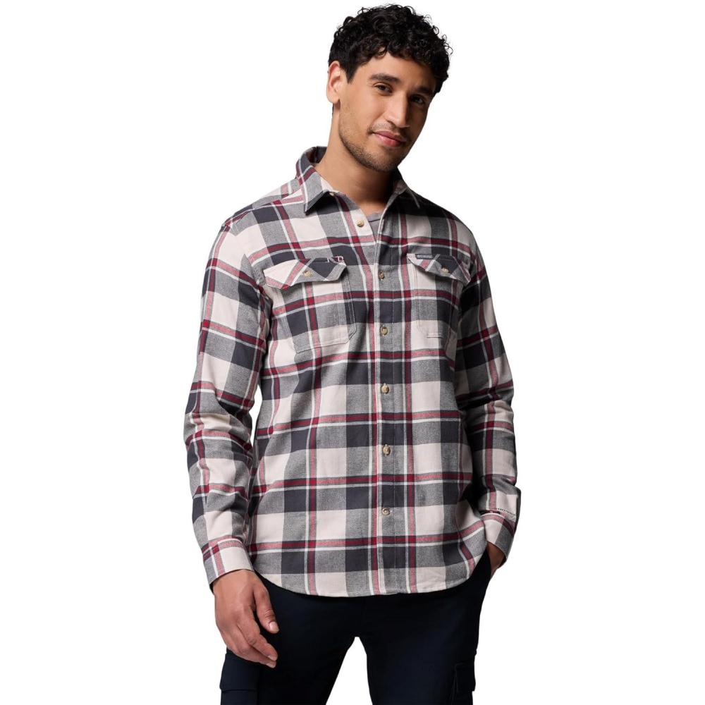 imageColumbia Mens Flare Gun Stretch FlannelDark Stone Trails Edge Plaid
