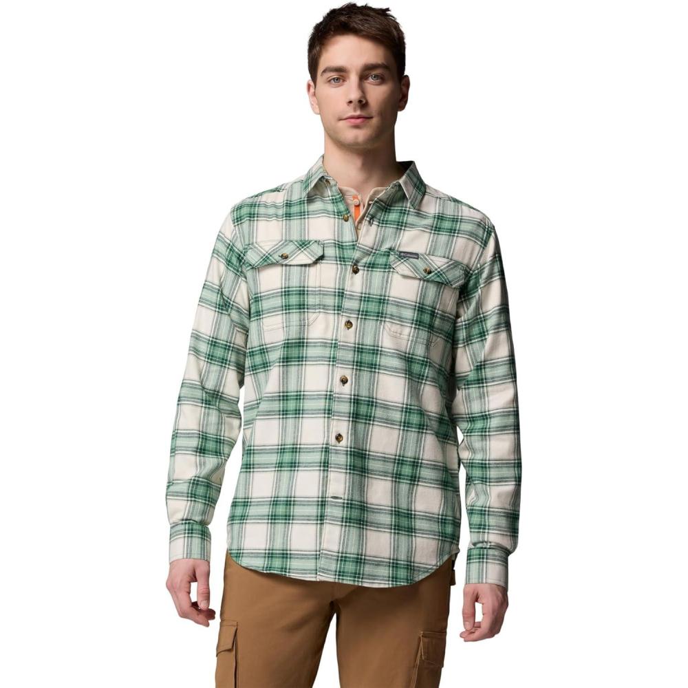 imageColumbia Mens Flare Gun Stretch FlannelRain Forest Two Lane Tartan