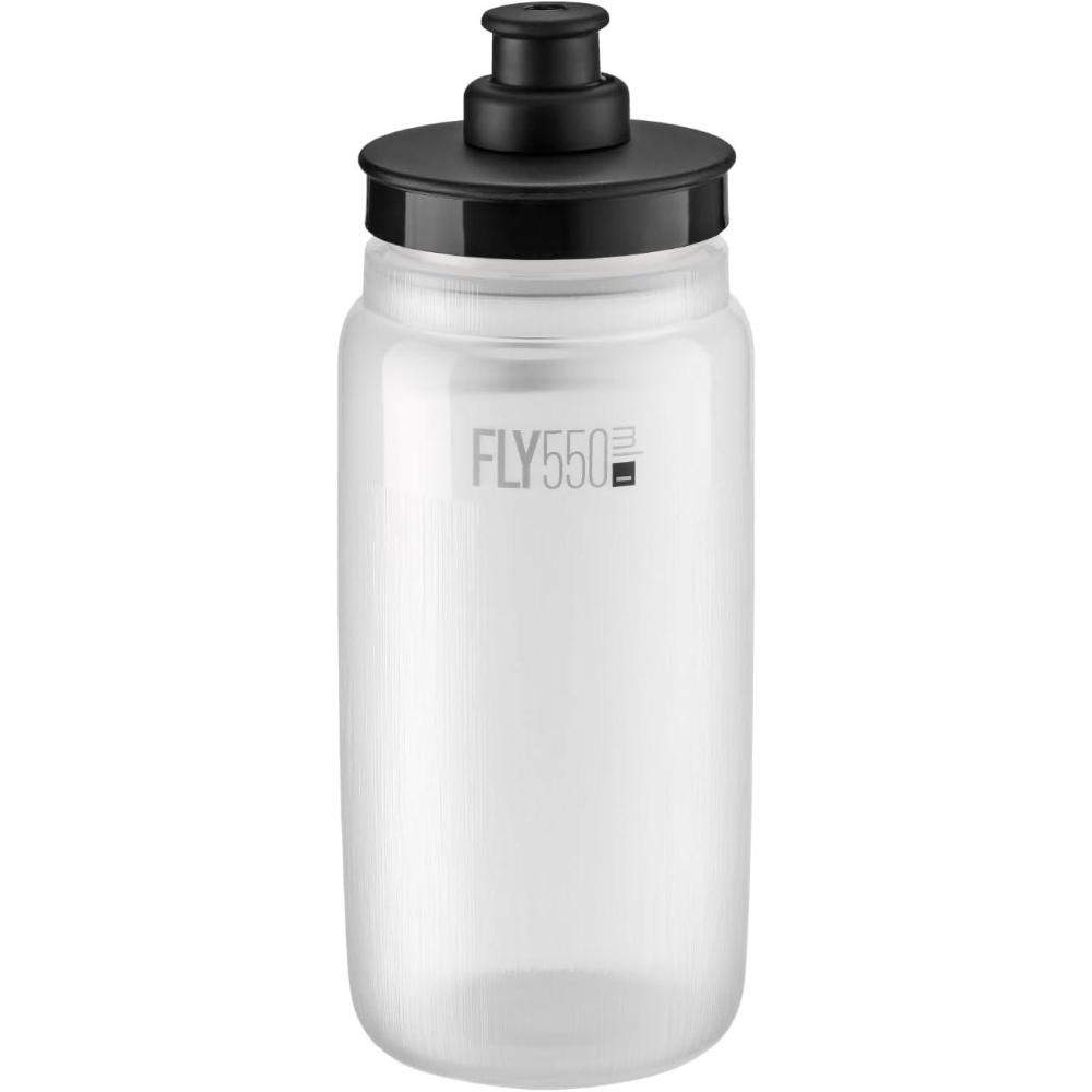 imageElite Fly Tex Cycling Water Bottle 550ml  Clear Smoke  UltraLightweight BPAFree EasySqueeze Sports Bottle for Road MTB ampamp GravelClear with Black Cap  550ml