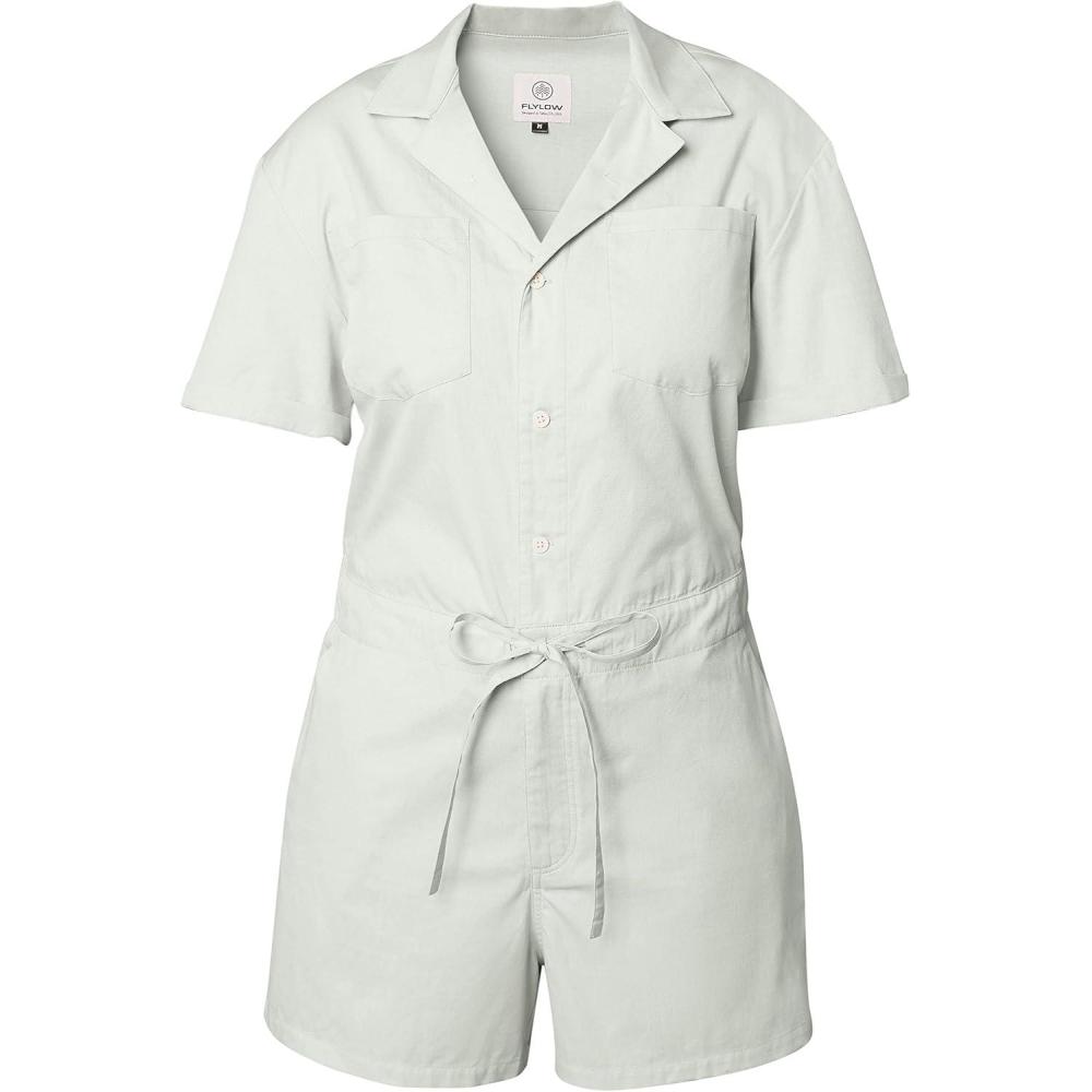 imageFlylow Womens Around Town Romper ShortSleeve ButtonUp Jumpsuit for Beachwear and Casual UseCactus