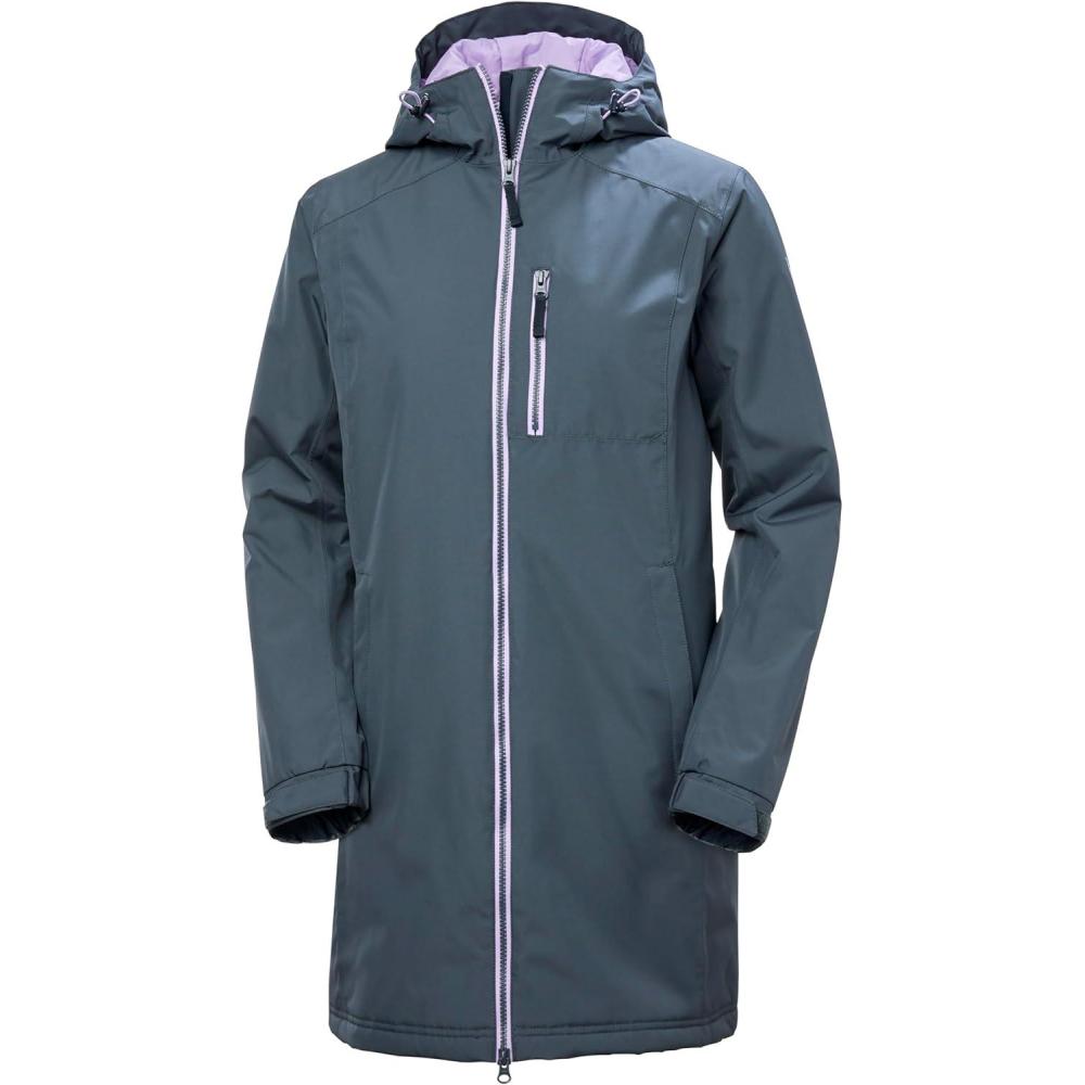 imageHelly Hansen Womens Long Belfast Lightweight Waterproof Windproof Breathable Raincoat Jacket with Hood860 Alpine Frost