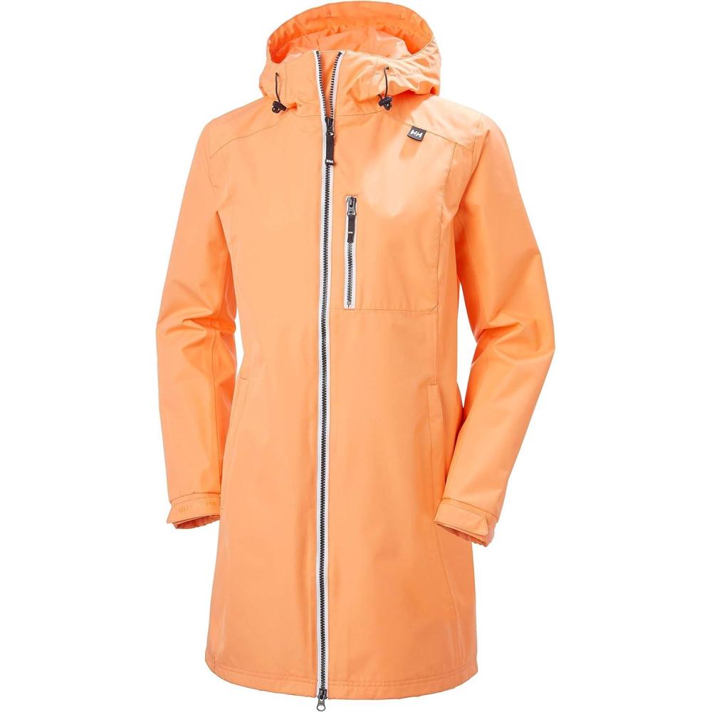 imageHelly Hansen Womens Long Belfast Lightweight Waterproof Windproof Breathable Raincoat Jacket with HoodMelon