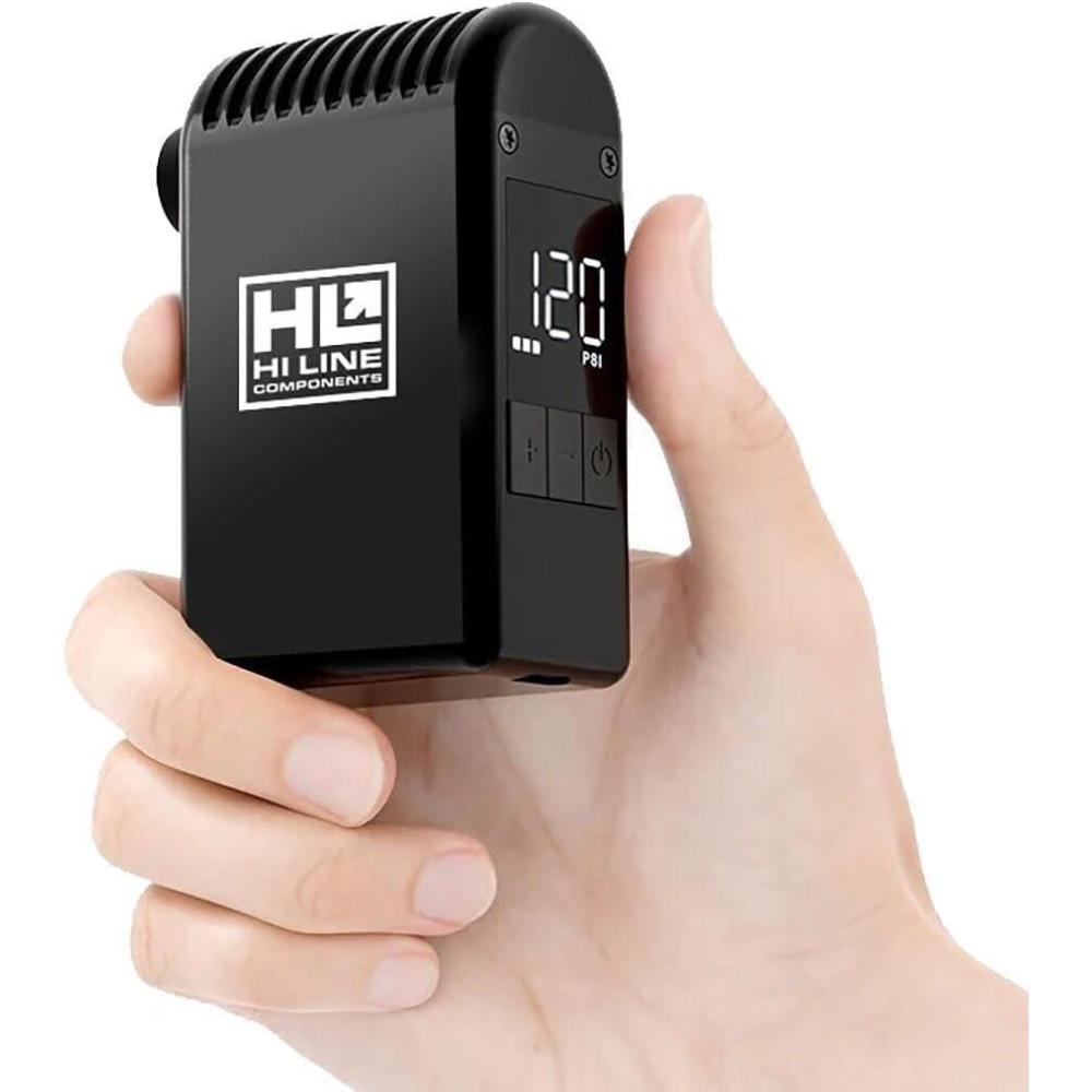 imageHi Line EPump Pro  Electric Bike Pump Portable Mini Tire Inflator with Digital Gauge Up to 120 PSI  Rechargeable Bike Pump for Road and Mountain Bikes  Presta and Schrader Valves