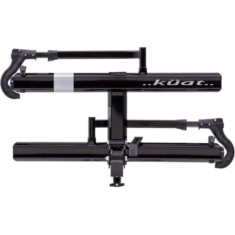 imageKUAT Sherpa 20 Durable Lightweight Aluminum Compact 2 Bike Transporting Hitch Rack with Cable Lock ampamp Foldable Tire Cradles Capacity 40 Lbs per TrayBlack Metallic Gray Anodize