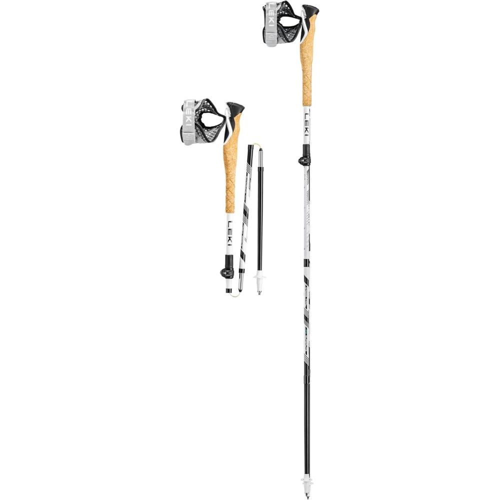 imageLEKI Cross Trail FX Superlite Trekking Poles  Foldable Collapsible Carbon Lightweight Poles for Hiking ampamp Trail RunningWhiteLightblueBlack