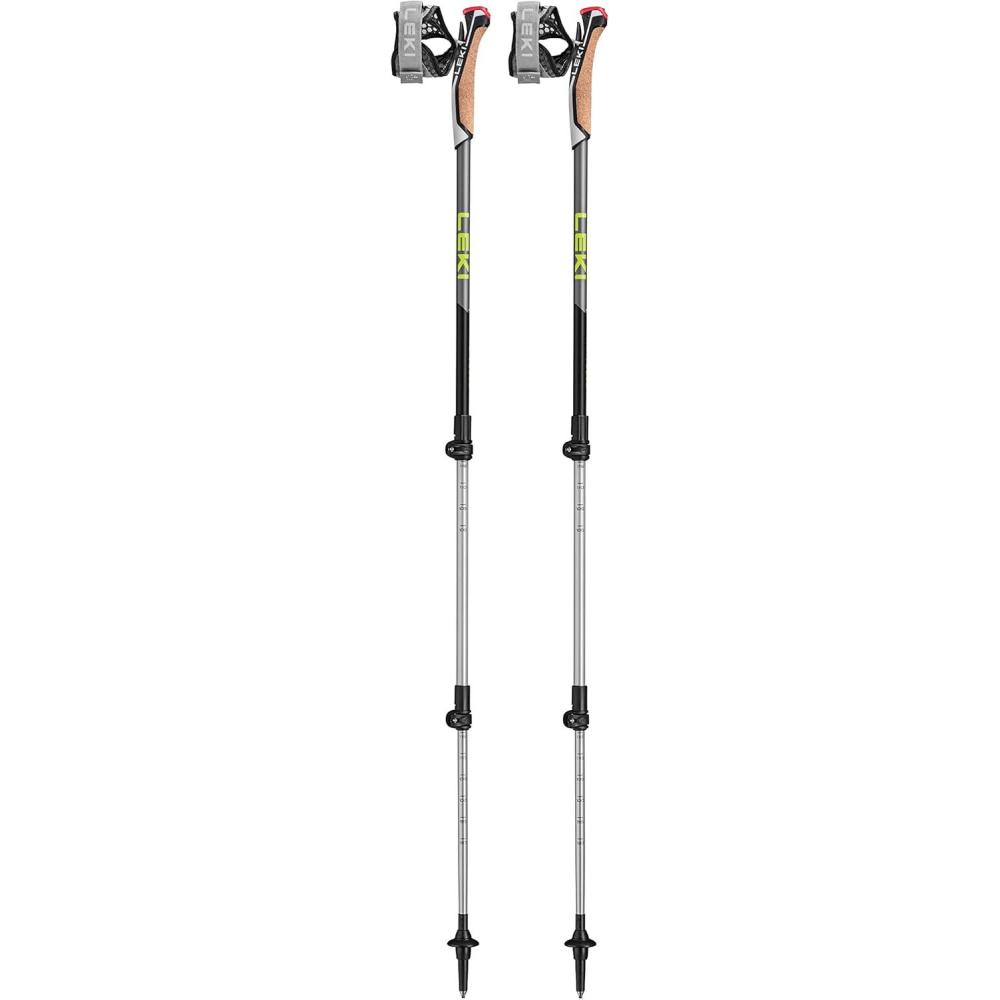 imageLEKI Traveller Alu Aluminum Adjustable Lightweight Trekking Poles for Hiking ampamp Nordic WalkingAnthraciteGrayRed