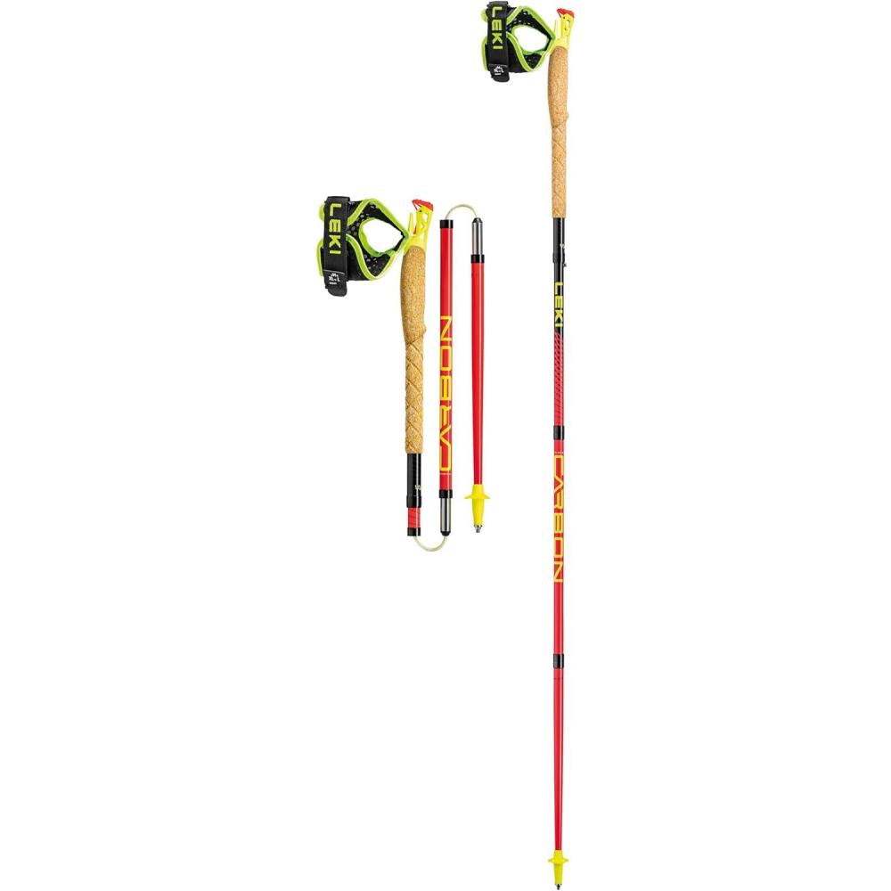 imageLEKI Ultratrail FXOne Trekking Poles Carbon Foldable Ultralight Poles for Hiking ampamp Trail RunningRedBlack