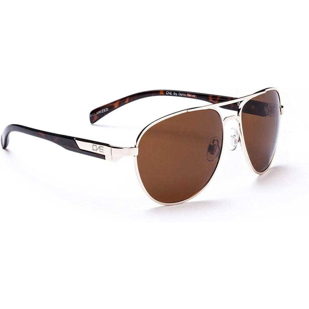 imageOptic Nerve 2022 Premium ampamp Affordable Polarized Round Aviator Sunglasses for Women Cadet Edition with Gold FrameBrown Lens