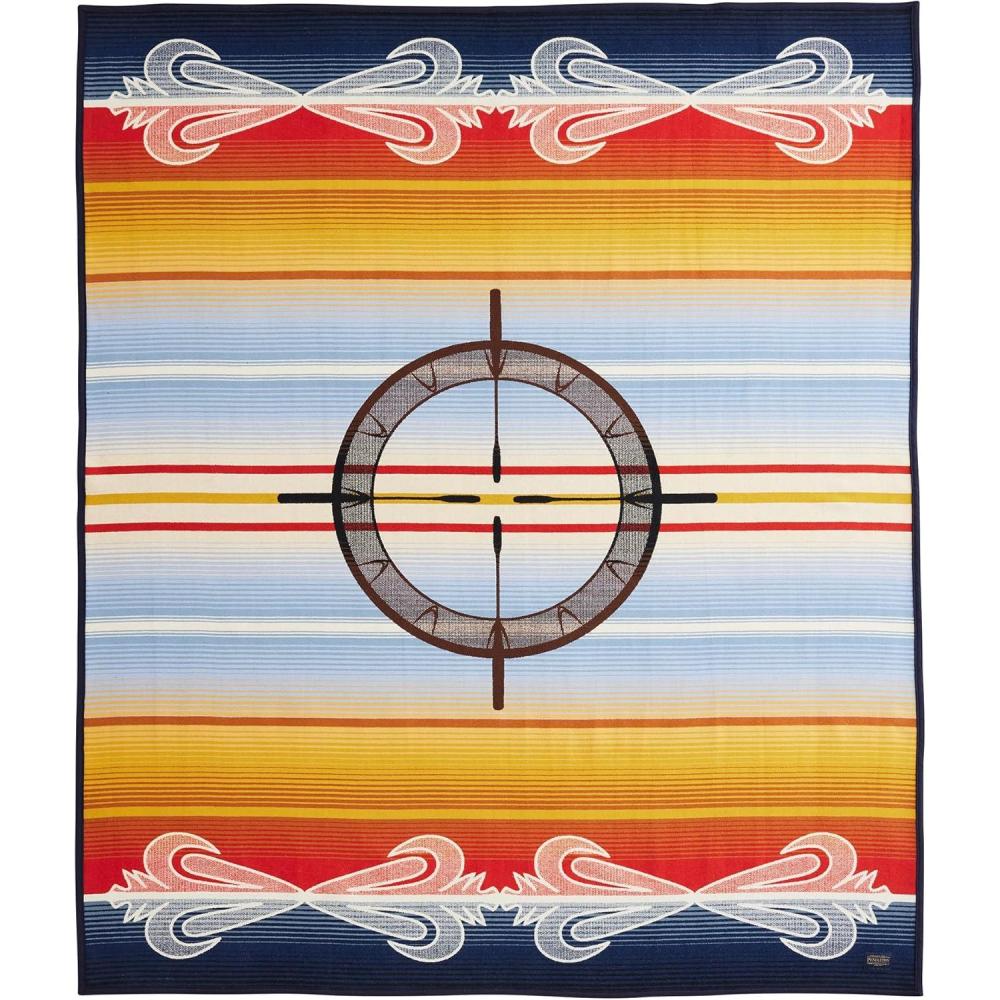 imagePendleton American Indian College Fund Blanket  64quot x 80quot Wool Cotton Soft Reversible Blanket Ultrasuede Binding Made in USA  Nike N7 PeaksDrum Keepers