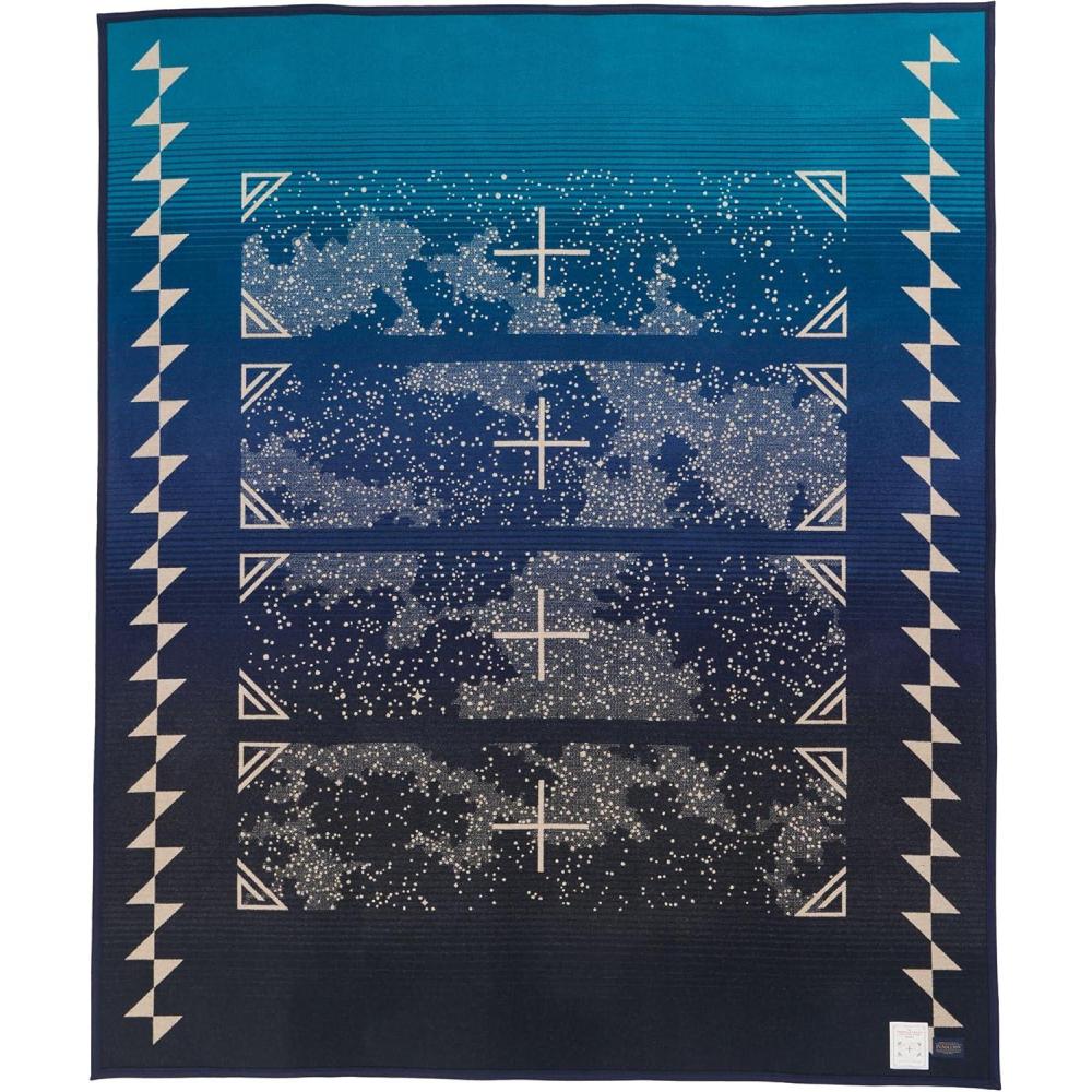 imagePendleton American Indian College Fund Blanket  64quot x 80quot Wool Cotton Soft Reversible Blanket Ultrasuede Binding Made in USA  Nike N7 PeaksInfinite Prayer