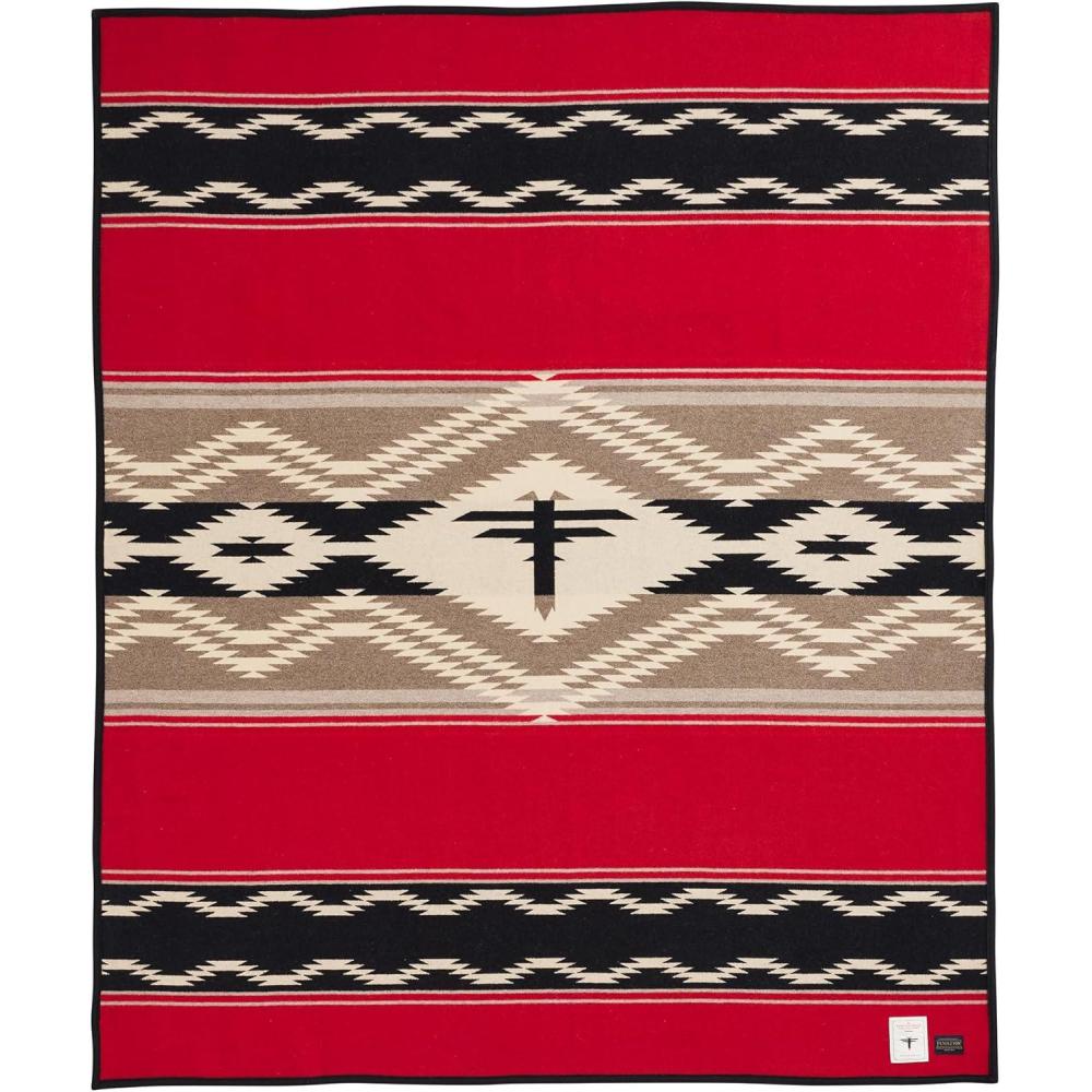 imagePendleton American Indian College Fund Blanket  64quot x 80quot Wool Cotton Soft Reversible Blanket Ultrasuede Binding Made in USA  Nike N7 PeaksWater