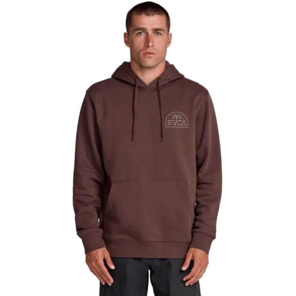 imageRVCA Mens Big Label HoodiePalm Serif  Mocha