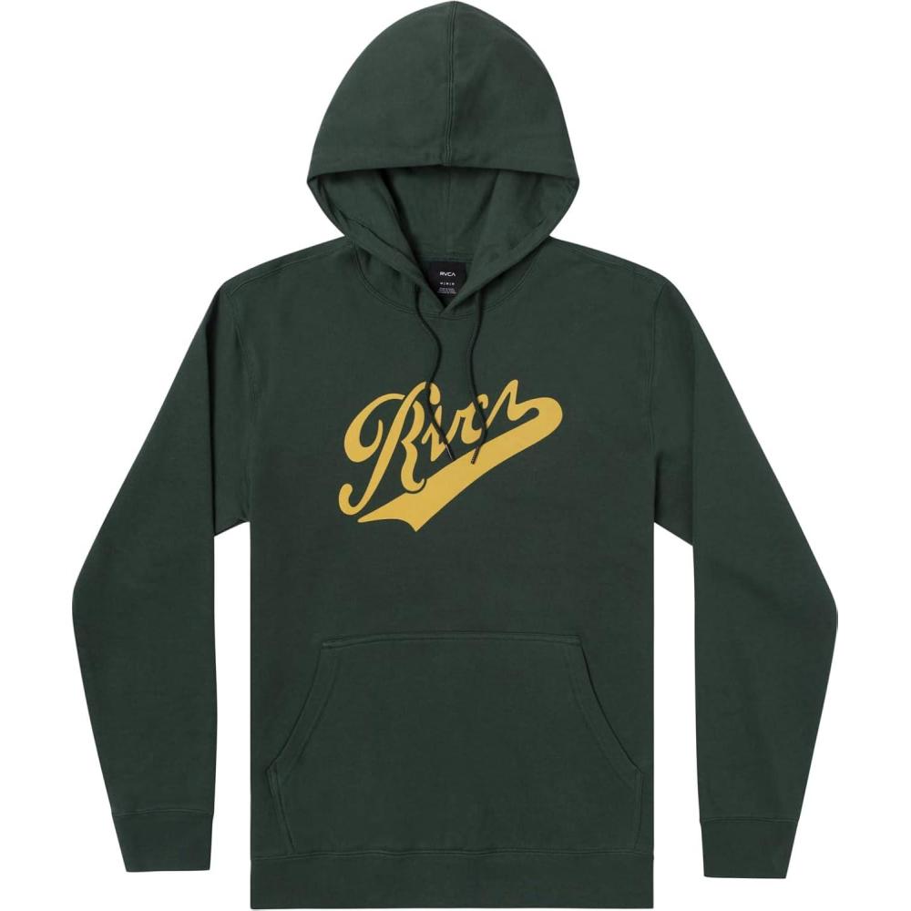 imageRVCA Mens Big Label HoodiePennantHunter Green