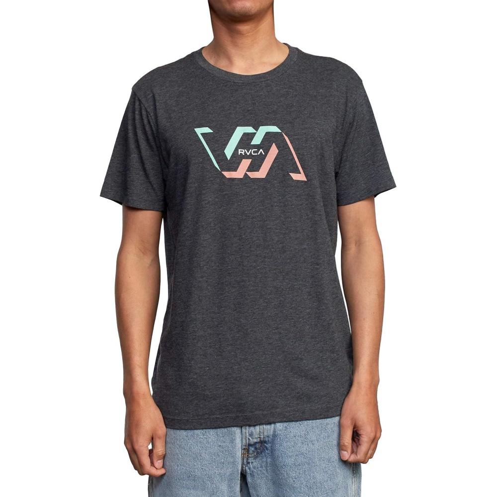 imageRVCA Mens Premium Red Stitch Short Sleeve Graphic Tee ShirtFacetsBlack