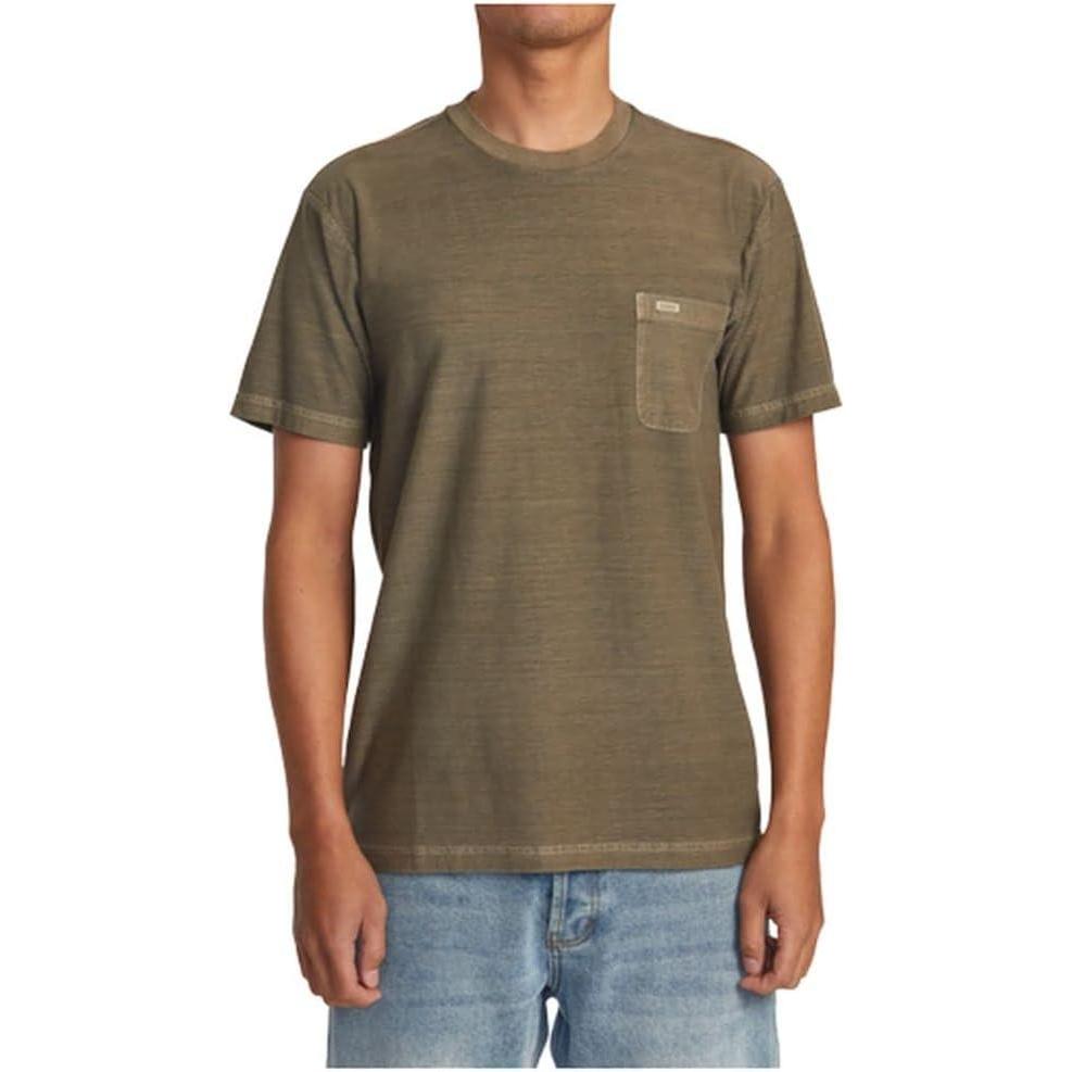 imageRVCA Mens Premium Red Stitch Short Sleeve Graphic Tee ShirtPtc StripeMushroom