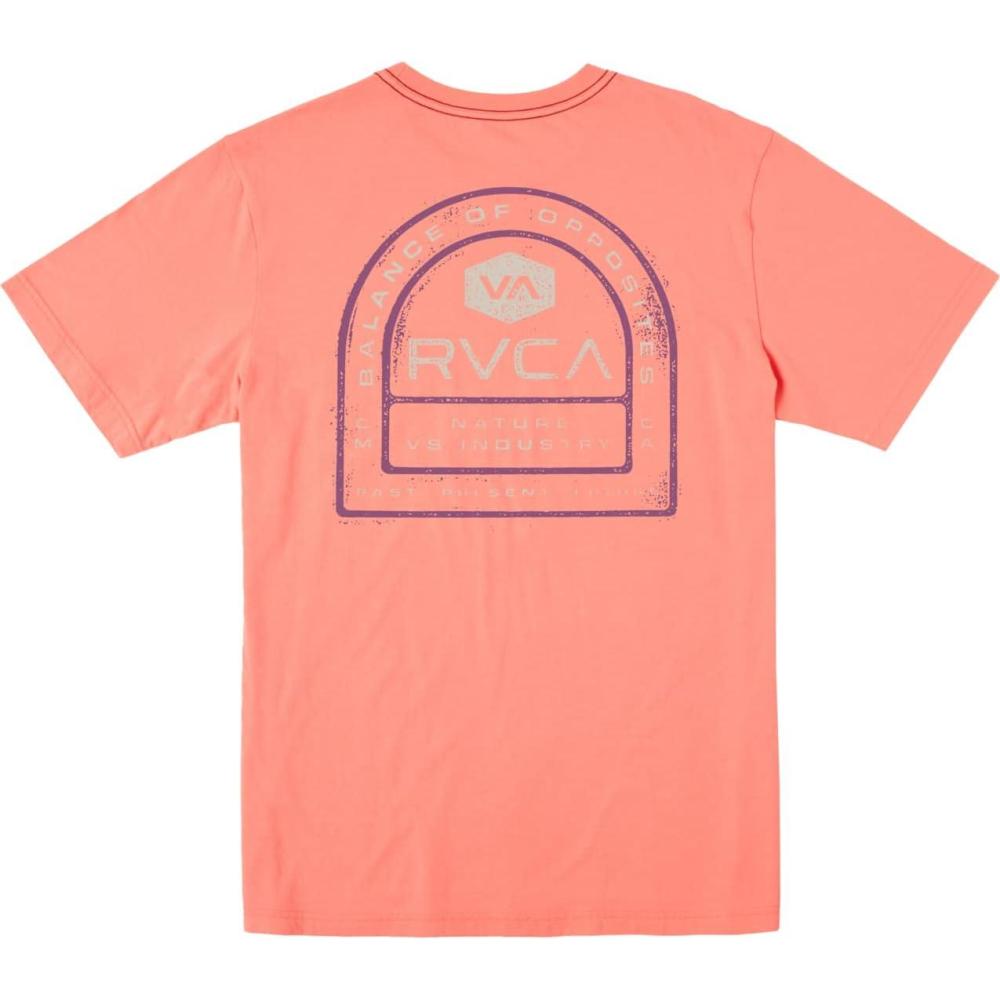 imageRVCA Mens Premium Red Stitch Short Sleeve Graphic Tee ShirtVintage Salmon Tract