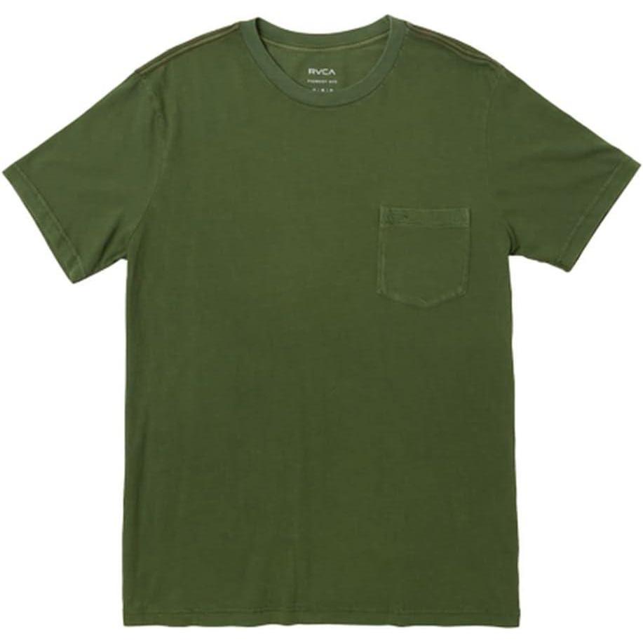 imageRVCA Mens Short Sleeve Crew Neck Pocket TShirtCollege Green
