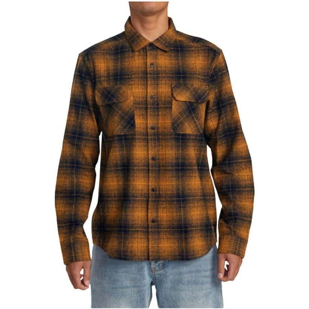 imageRVCA Mens Thatll Work Flannel Long Sleeve Woven ShirtDayshift FlannelNavy