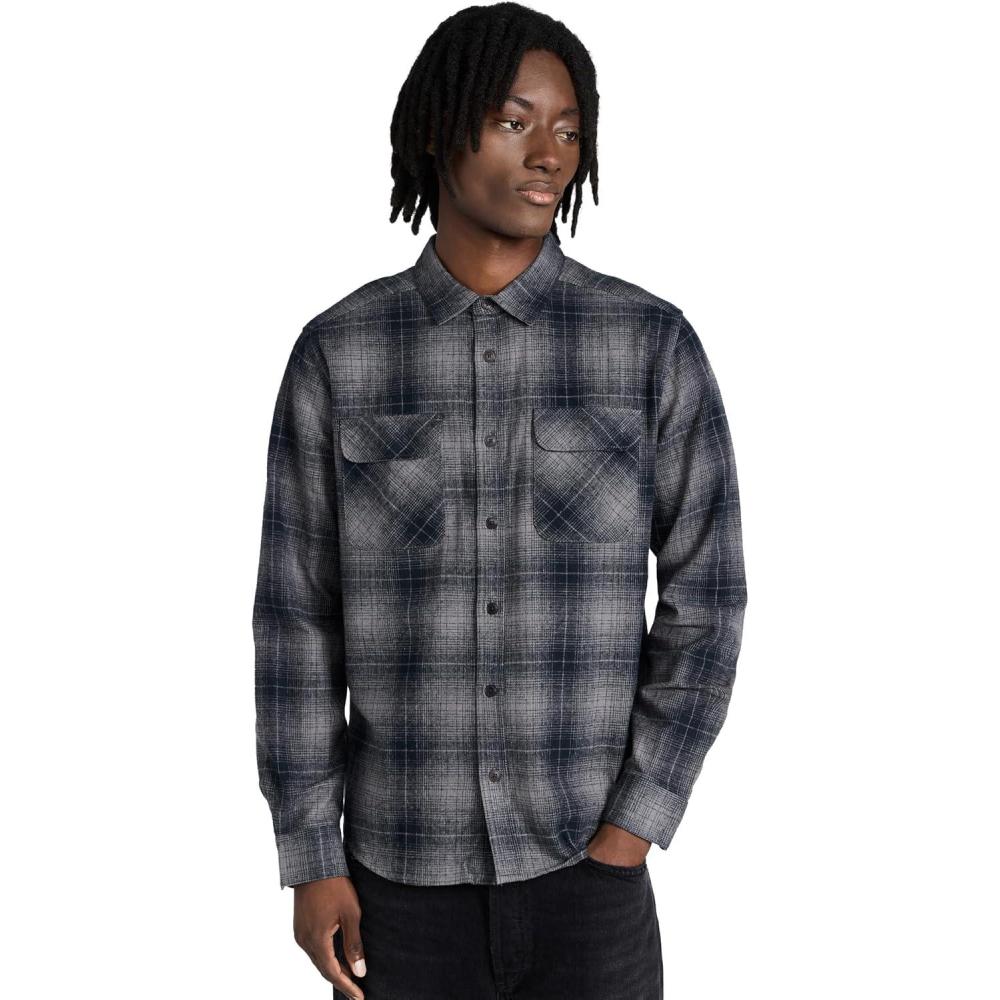 imageRVCA Mens Thatll Work Flannel Long Sleeve Woven ShirtDayshift FlannelRvca Black