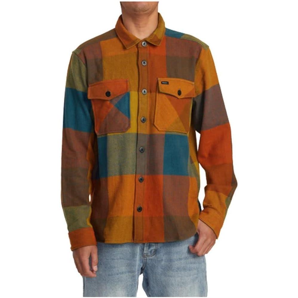 imageRVCA Mens Thatll Work Flannel Long Sleeve Woven ShirtVa Cpo ShirtMulti