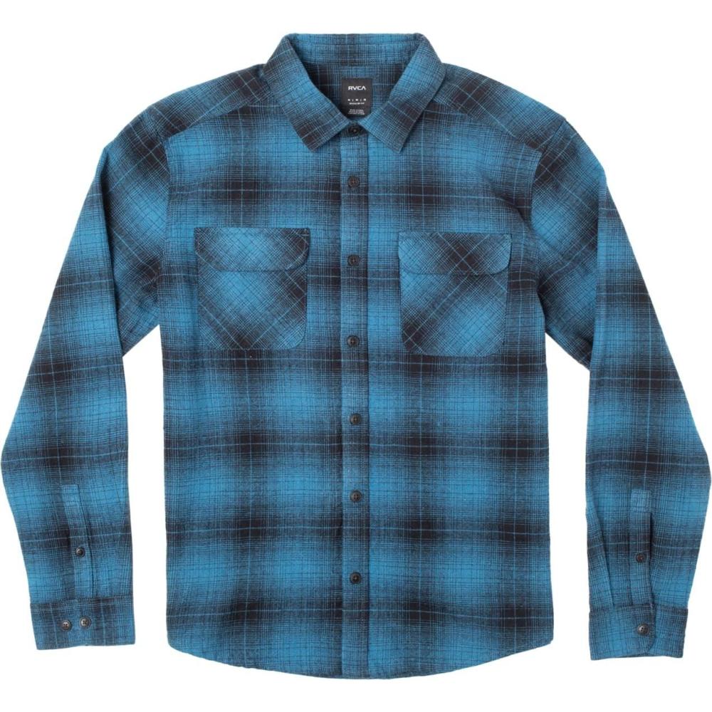imageRVCA Mens Thatll Work Flannel Long Sleeve Woven ShirtVesuvioDeep Ocean