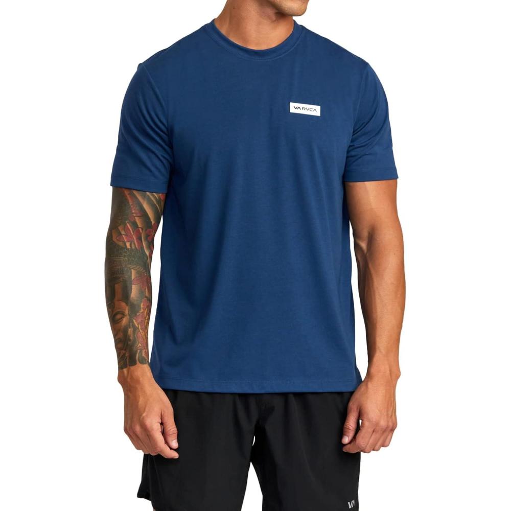 imageRVCA Mens Va Mark Short Sleeve DriRelease TShirtArmy Blue Icon