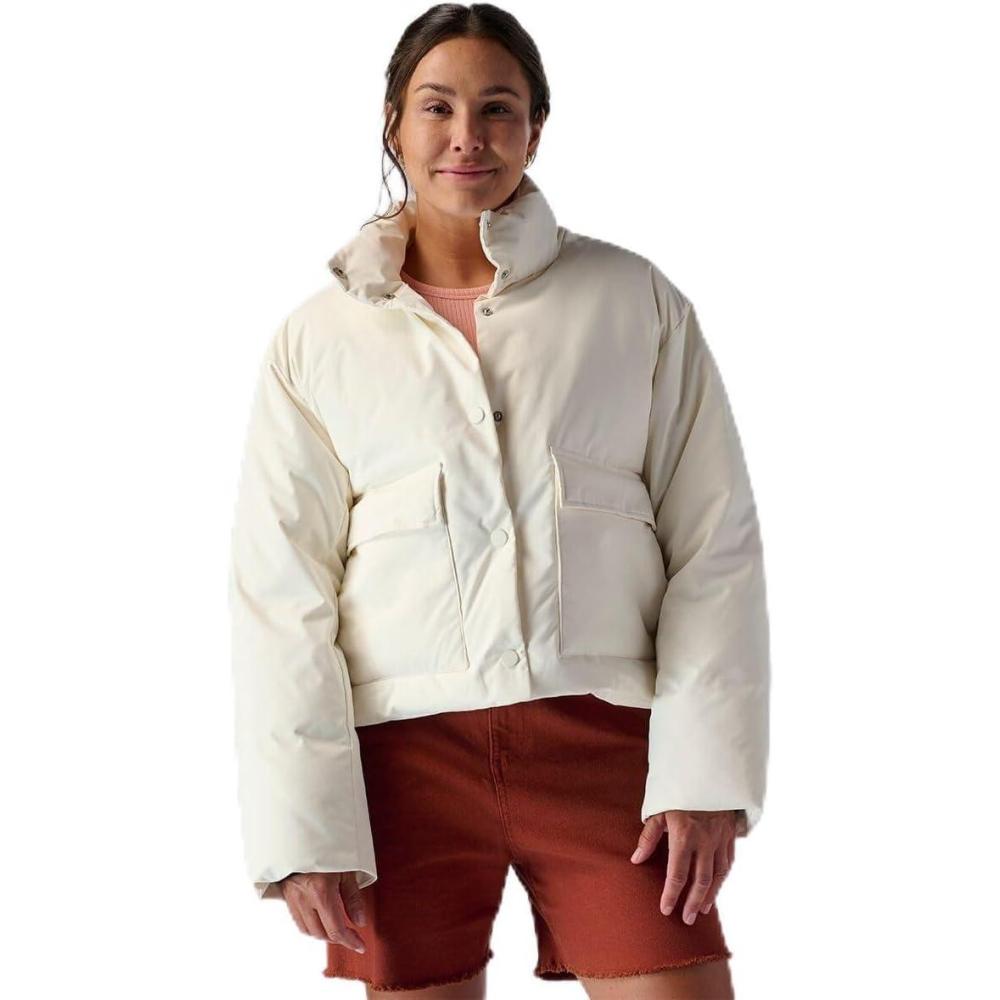 imageStoic Cropped Boxy Snap Front Puffer  WomensEggshell