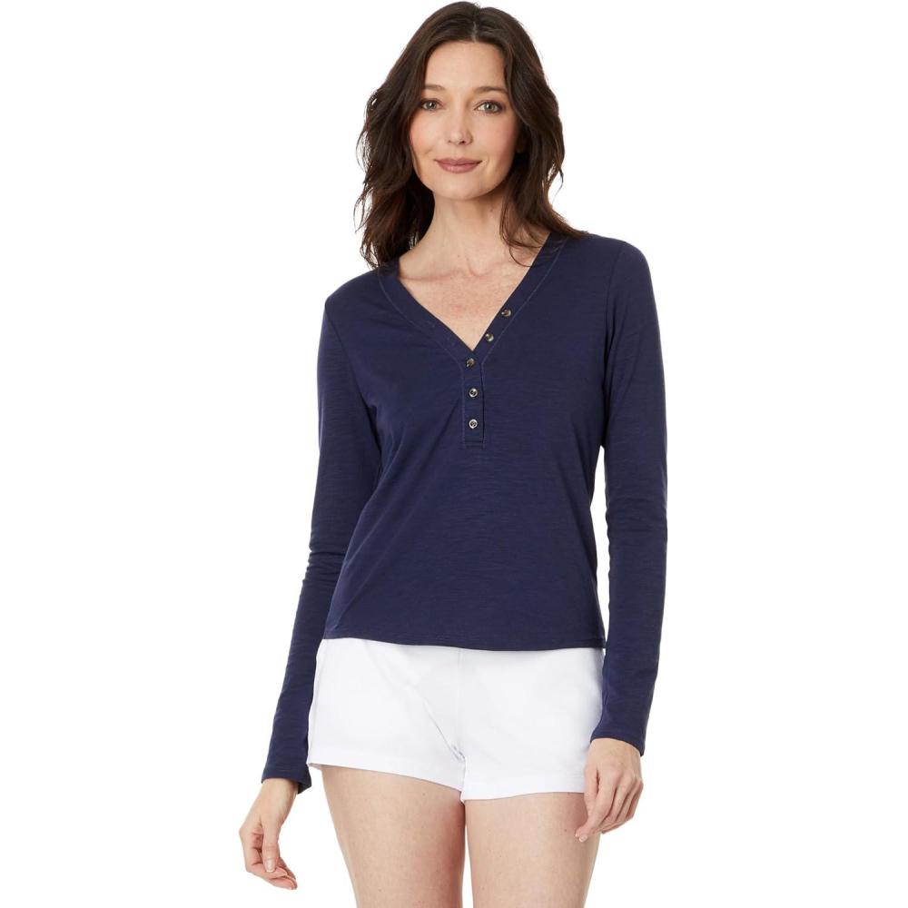 imageTravisMathew Womens Cloud Henley Long SleeveNavy