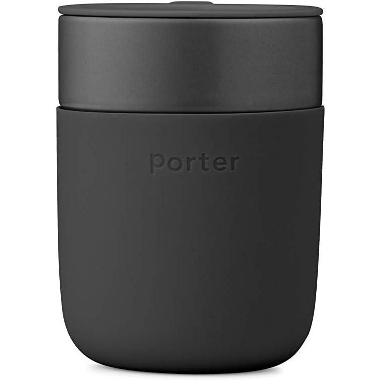 imageWampampP Porter Ceramic Mug w Protective Silicone Sleeve Terrazzo Charcoal 12 Ounces OntheGo Reusable Cup for Coffee or Tea Portable Dishwasher SafeCharcoal