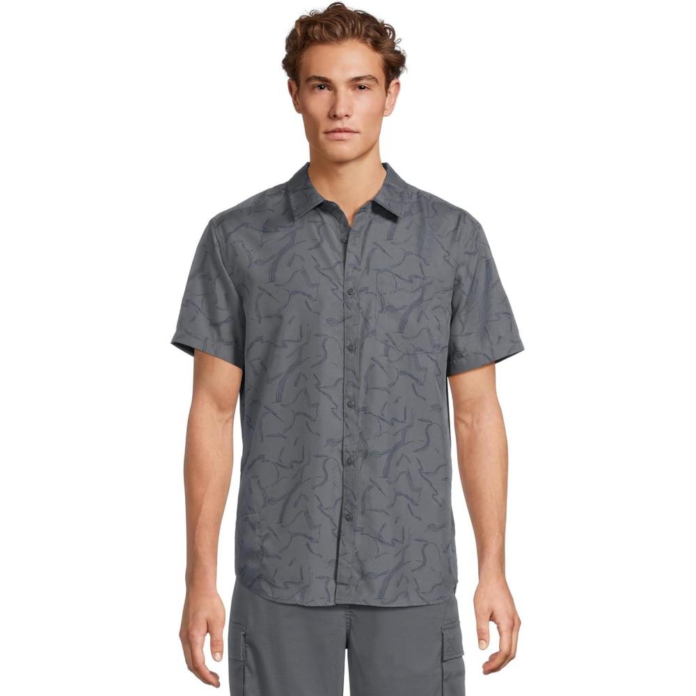 imageprAna Mens Lost Sol Printed Short Sleeve Shirt Standard FitThundercloud Seedling