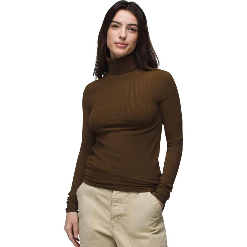 imageprAna Womens Foundation Rib TurtleneckRich Earth Heather