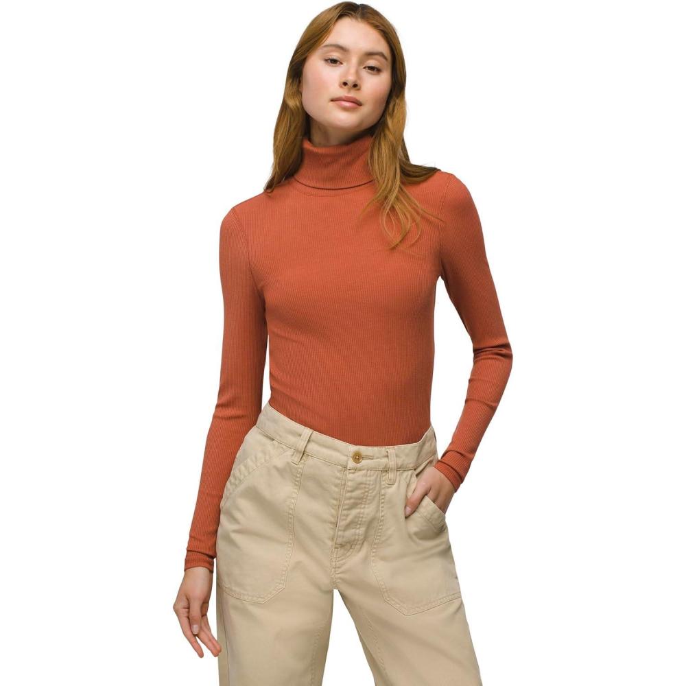 imageprAna Womens Foundation Rib TurtleneckTerracotta Heather