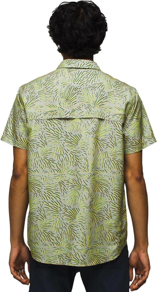 imageprAna Mens Lost Sol Printed Short Sleeve Shirt Standard FitJuniper Green Fronds
