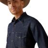 ARIAT Men’s Classic Long Sleeve Denim Snap Shirt – Broadway Blue(Broadway Blue)