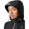 Helly Hansen Women’s Long Belfast Lightweight Waterproof Windproof Breathable Raincoat Jacket with Hood(980 Ebony)