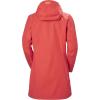 Helly Hansen Women’s Long Belfast Lightweight Waterproof Windproof Breathable Raincoat Jacket with Hood(Hot Coral)