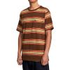 RVCA Men’s Premium Red Stitch Short Sleeve Graphic Tee Shirt(Bombay Brown (Somedays Stripe))