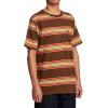 RVCA Men’s Premium Red Stitch Short Sleeve Graphic Tee Shirt(Bombay Brown (Somedays Stripe))