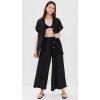 Vitamin A Women’s Tallows Linen Wide Leg Pant Swimsuit Cover Up(Black)
