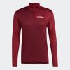 adidas Mens Terrex Multi Half-Zip Long Sleeve T-Shirt(Shadow Red)