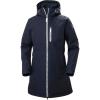 Helly Hansen Women’s Long Belfast Lightweight Waterproof Windproof Breathable Raincoat Jacket with Hood(597 Navy)