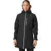 Helly Hansen Women’s Long Belfast Lightweight Waterproof Windproof Breathable Raincoat Jacket with Hood(Black)