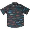 KAVU River Wrangler Short Sleeve Print Button Down Shirt(Fish Stamp)