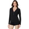 TravisMathew Womens Cloud Henley Long Sleeve(Black)