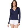 TravisMathew Womens Cloud Henley Long Sleeve(Navy)