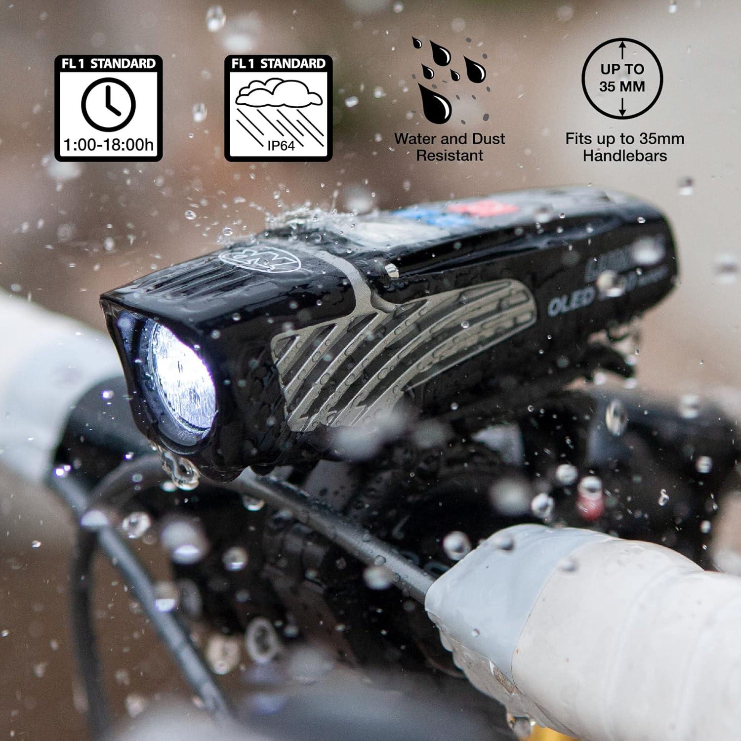 imageNiteRider Lumina OLED Boost 1200 Lumen USB Rechargeable Bike Headlight OLED Display USB Rechargeable Front Bike Light 9 Modes IP64 Waterproof Road Cycling MTB Commuter eBike Safety Night Riding