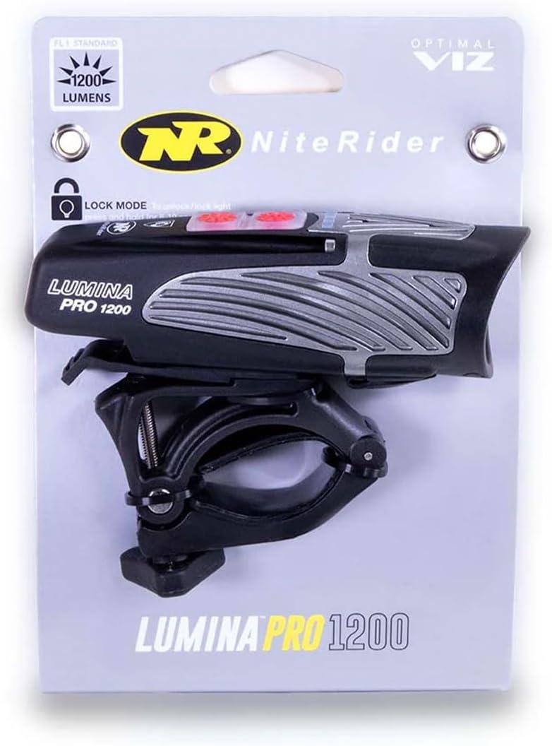 imageNiteRider Lumina Pro 1200 Front Bike Light Rechargeable MTB Road Commuter Bike Light Powerful Lumens Water Resistant Bicycle Headlight LED Front Light Easy to Install Cycling Safety